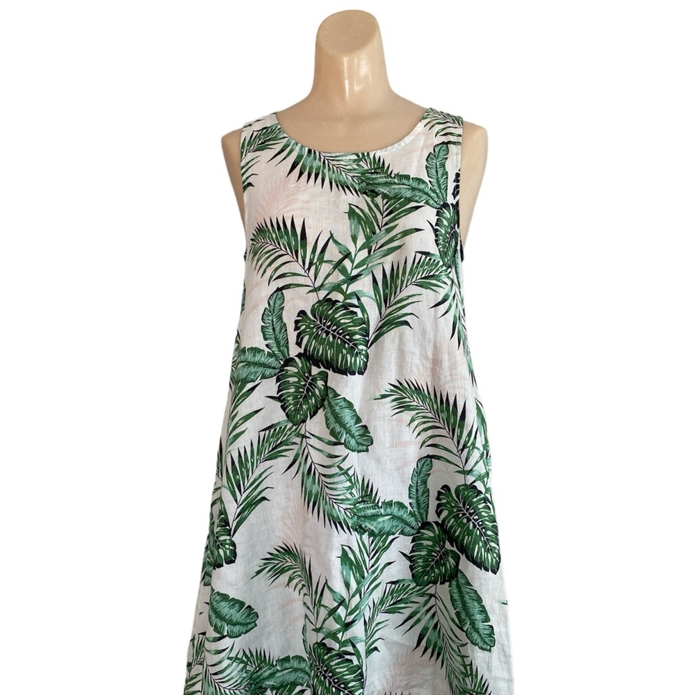 C&C California Linen Green & White Dress Size XS